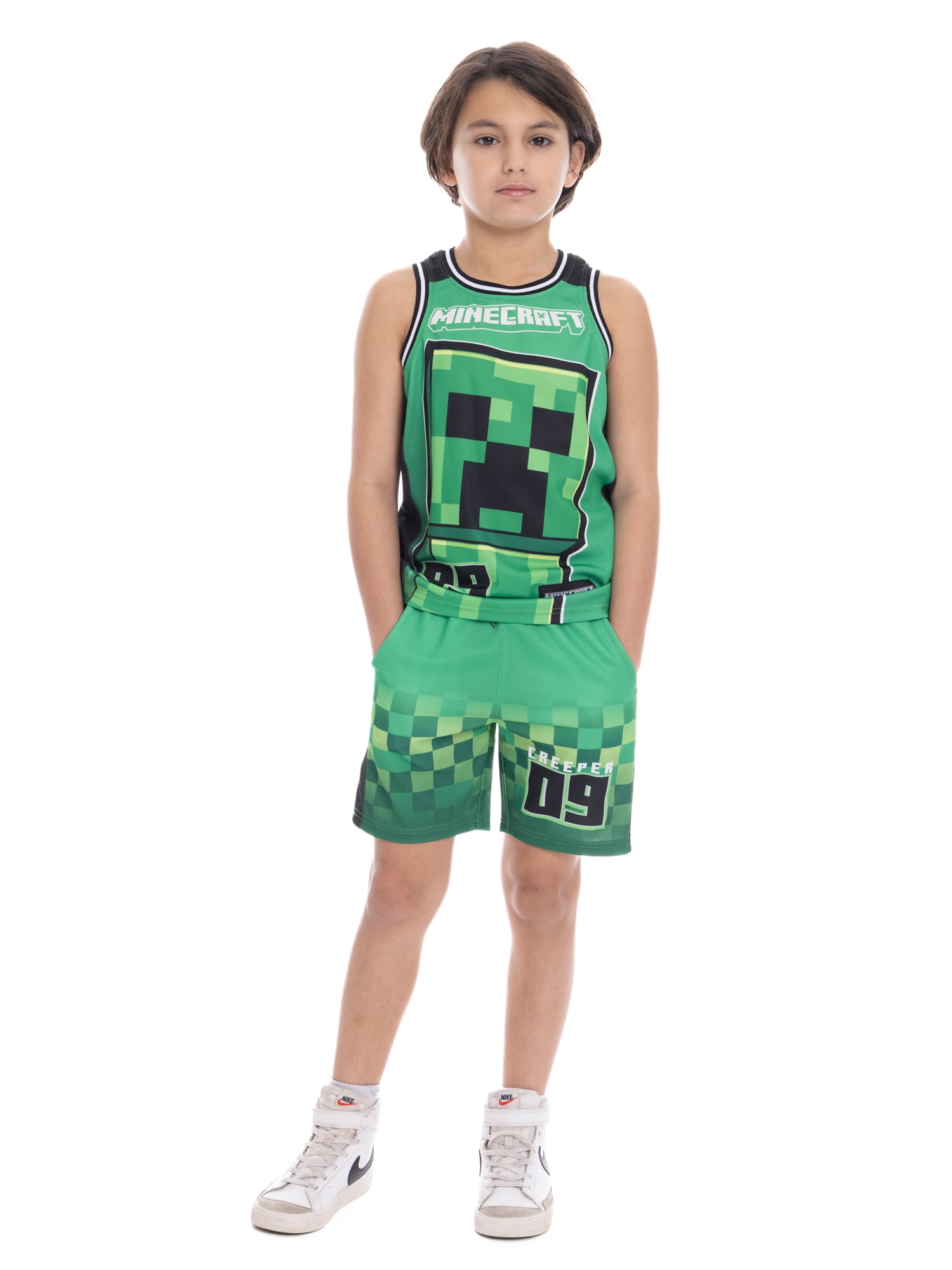 Minecraft Boys Character Graphic Basketball Jersey and Shorts Set, 2-Piece, Sizes 4-12