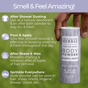Talc Free Body Powder for Women, Dusting Powder, Cornstarch Free Talcum Powder, Grounding Relaxation Scent, Essential Oils Lavender, Vetiver, Clary Sage, Ora’s Amazing Herbal, Blissful Earth 2.5 oz
