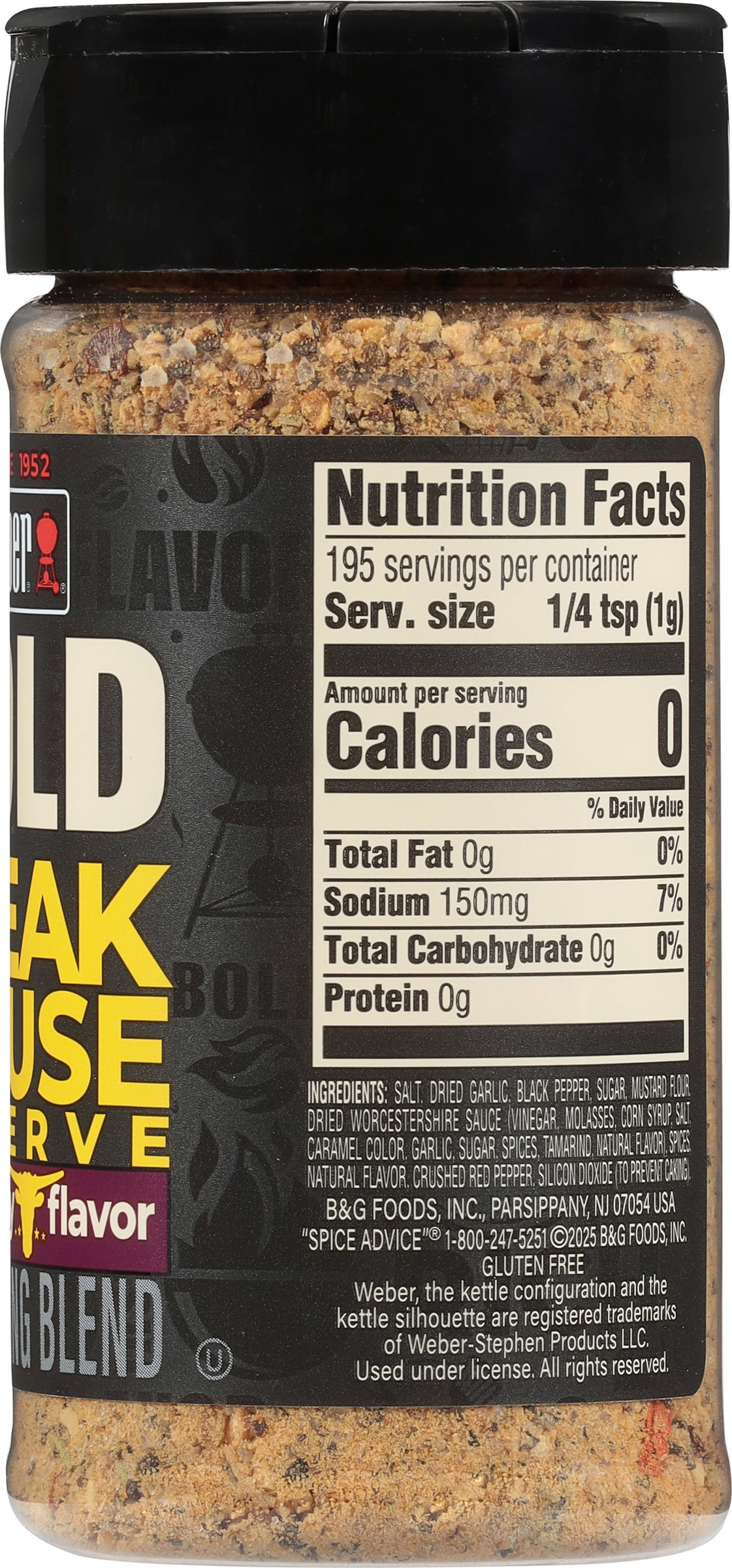 (3 pack) Weber BOLD Steakhouse Reserve Seasoning, Steak Seasoning Blend, 6.9 oz Shaker Bottle