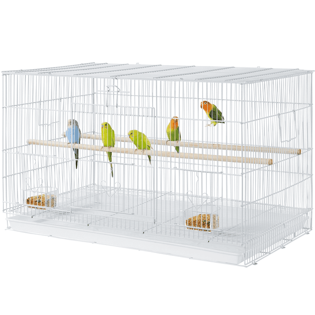 Yaheetech Flight Cage with Slide-out Tray & Wood Perches for Small birds, White