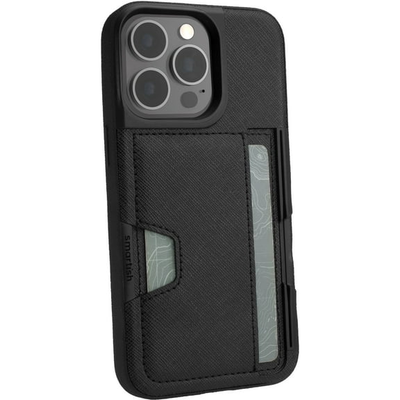 Smartish iPhone 13 Pro Wallet Case - Wallet Slayer Vol. 2 [Slim   Protective] Credit Card Holder with Kickstand - Black Tie Affair