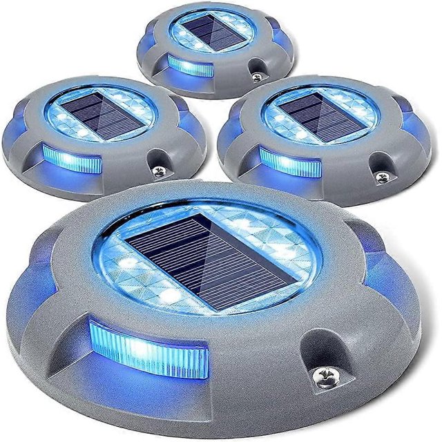 Solar Deck Lights Driveway Solar Lamp Outdoor LED Light Waterproof for Garden Dock Pathway Yard 4 Pack (Blue)