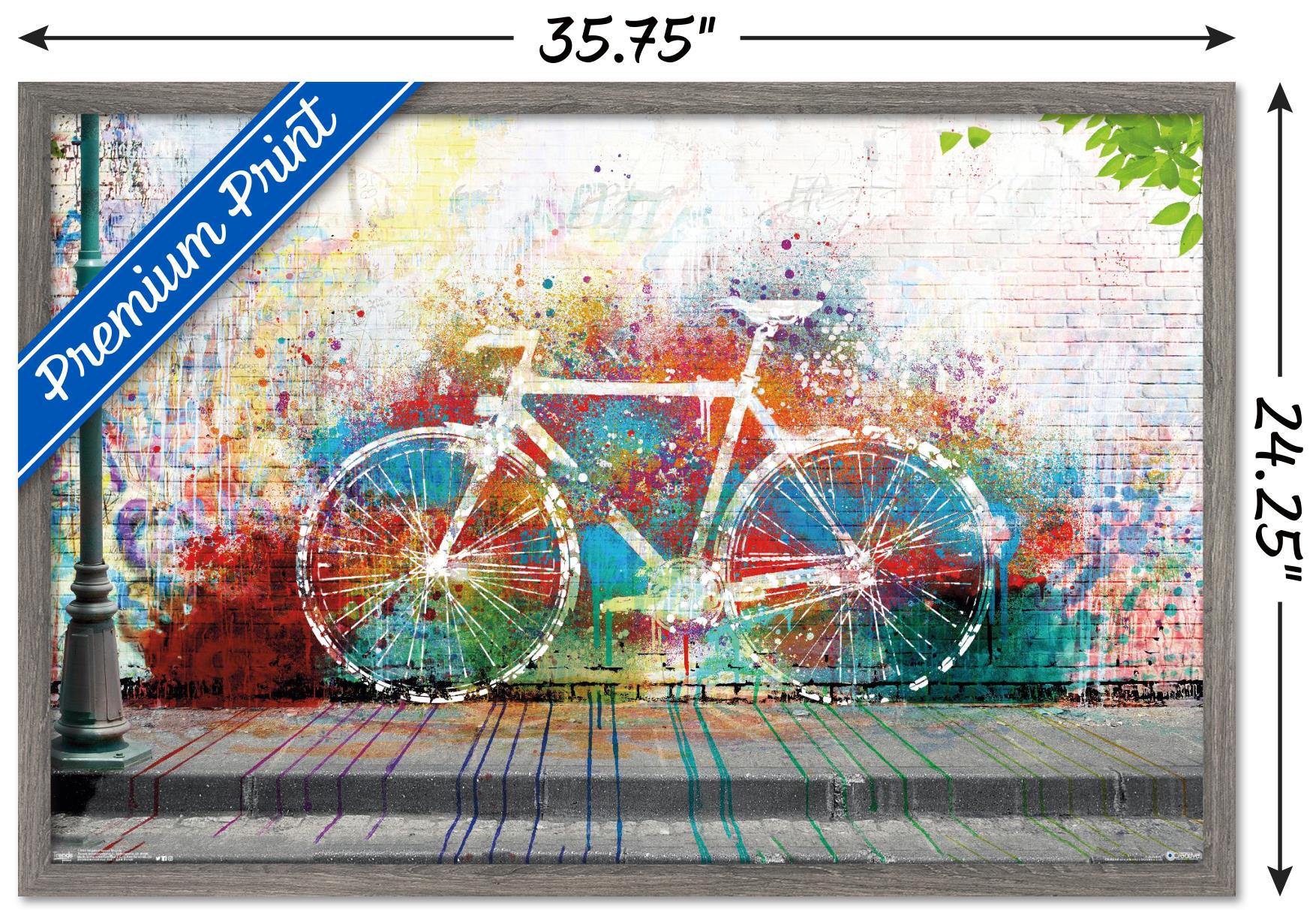 Ghost Bike Wall Poster, 22.375" x 34", Framed