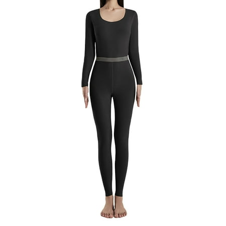 

CXDa Thermal Underwear Panty Set 2Pcs/Set Coldproof U Neck Popular Fleeced Close Fit Thermal Underwear Set