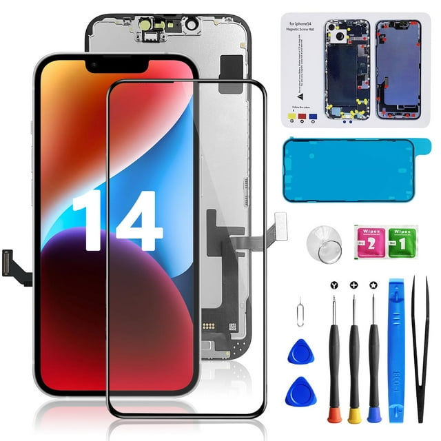 Reemplazo de pantalla para iPhone 14, digitalizador táctil LCD negro