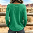 thumbnail image 4 of Garbnen Womens Shirts Long Sleeve Raw Edge Hem Women's V Neck Shirts Loose Fit Patchwork Fall Winter Casual Dressy Blouses for Women Green XXL, 4 of 4