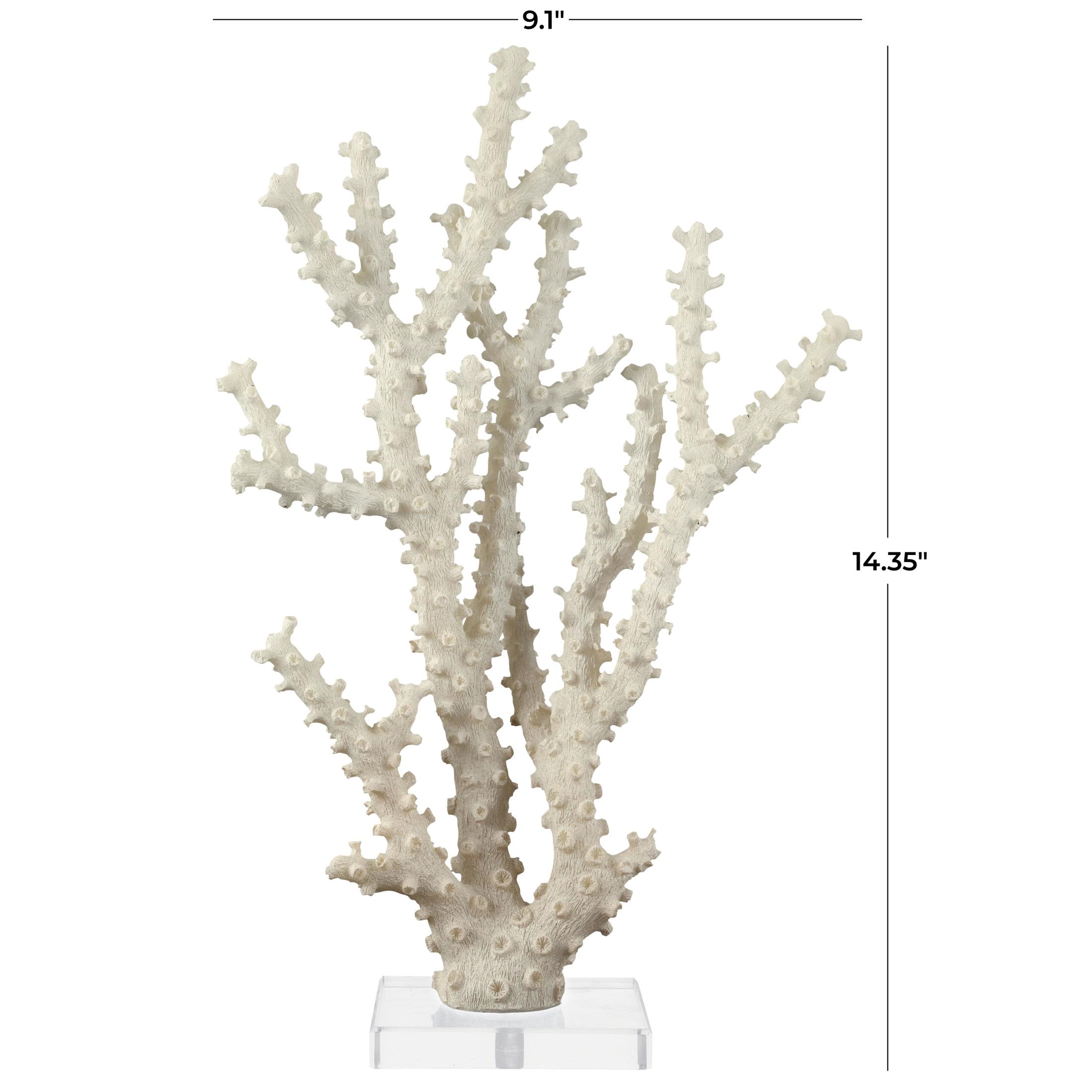 9" x 14" Cream Polystone Coral Sculpture with Clear Acrylic Base, by DecMode