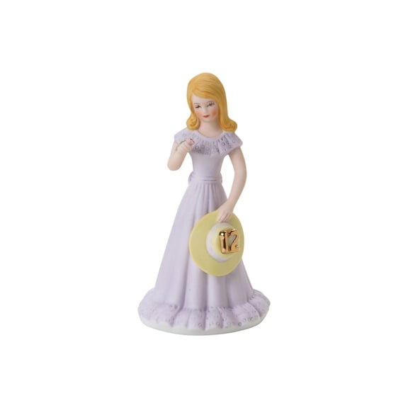 Enesco Growing up Birthday Girls Blonde Age 12 Figurine, Porcelain Multicolor 5.8in H