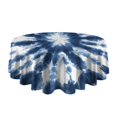 thumbnail image 5 of Blue White Tie Dye Mandala Pattern Round Tablecloth 60"x60",Wrinkle Wipeable Table Cloth for Kitchen Dining Room Picnic Patio Party, 5 of 6