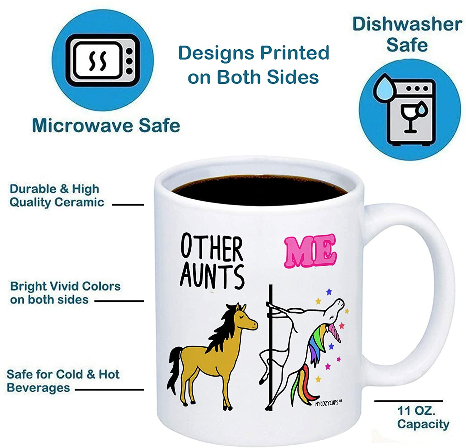 Best Aunt Ever 11 ounce Coffee Mug - Tea Cup - Hot Chocolate Mug - Bir –  Island Dog T-Shirt Company