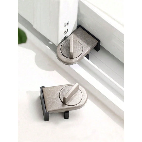 Aluminum Lock For Sliding Doors And Windows Reinforcing Anti Theft Living Room Sliding Door Lock Protection Sliding Door Limiter With Anti Pinch,Black