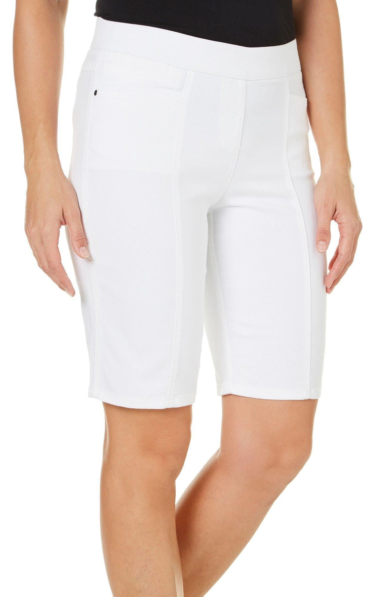 white denim bermuda shorts womens
