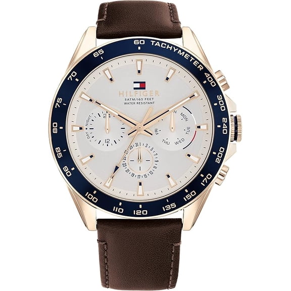 Tommy Hilfiger Men's Stainless Steel Quartz Watch Gold  with Leather Strap (1791966)