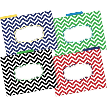 UPC: 0704068039575 | Barker Creek Designer File Folder Set of 24  Nautical Chevron  Multi-Design Set with Colorful Chevrons on Outside  Solid Colors on Inside  24 Decorative Letter-Sized File Folders in Set (3957)
