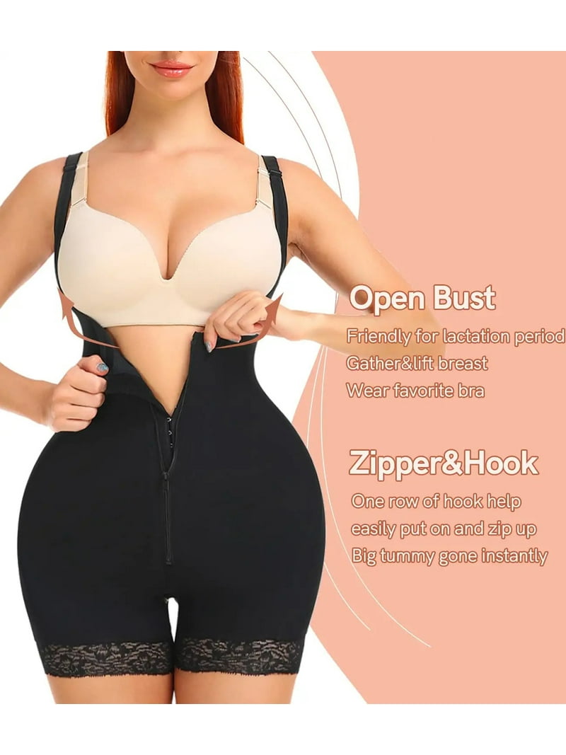Fajas Colombianas Women Solid Lace-trim Shapewear Bodysuit Tummy Control Compression Garment Full Body Shaper With Hook Fajas Colombianas Women Solid Lace-trim Shapewear Bodysuit Tummy Control Compression Garment Full Body Shaper With Hook