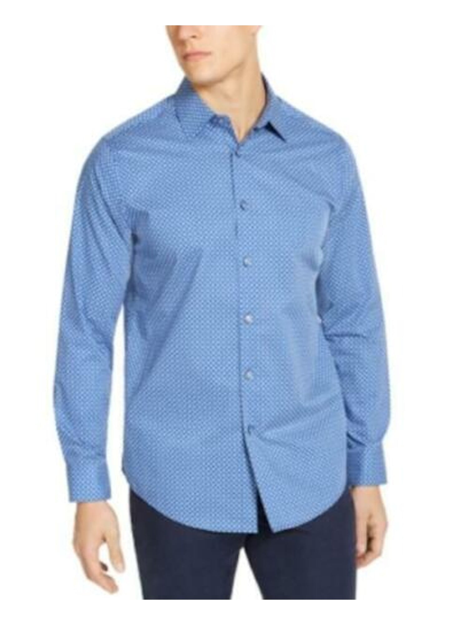 Tasso Elba - TASSO ELBA Mens Navy Geometric Collared Classic Fit