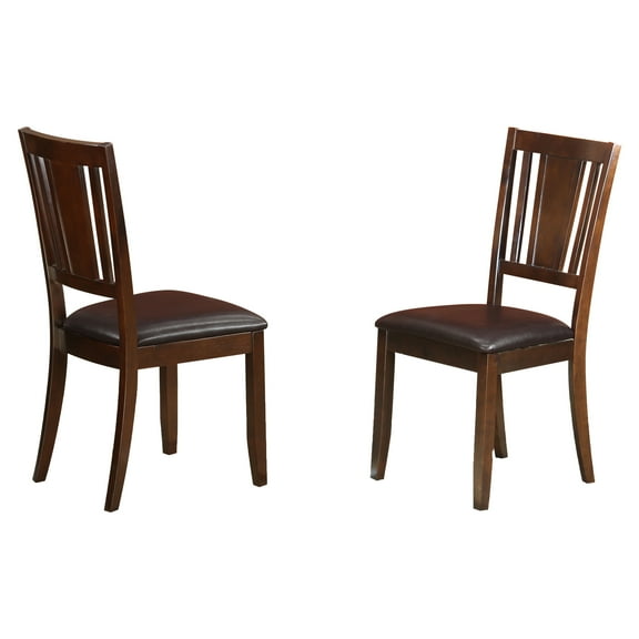 East West Furniture Dudley 38" Faux Leather Dining Chairs in Mahogany (Set of 2)