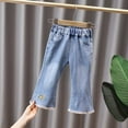 thumbnail image 2 of LYHaoo Girls' Denim Flared Pants For Kids 2025 Spring Arrival Slim Fit Long Pants For Children 3 13 Girls Pants Sizes 110 Yellow, 2 of 6