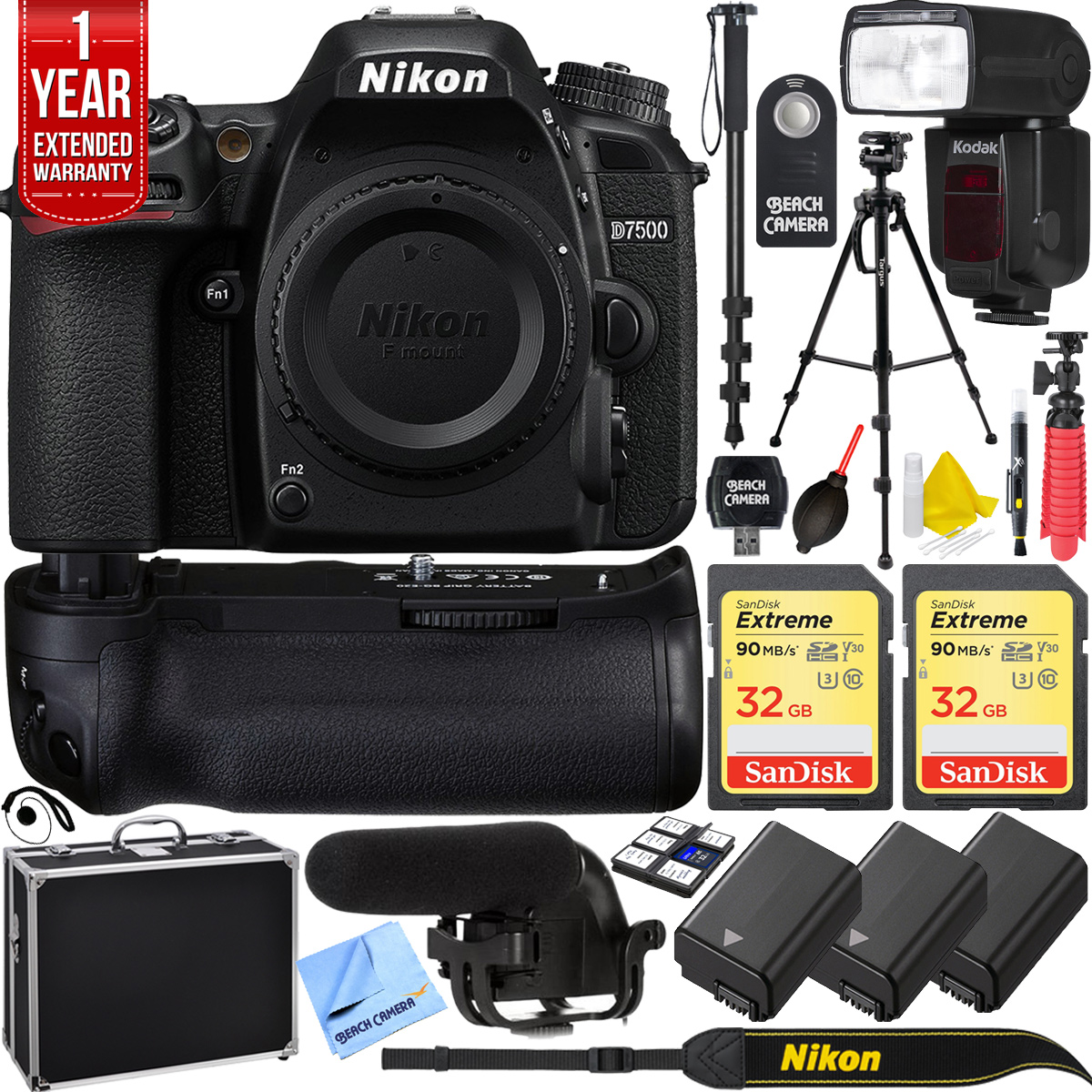 Nikon D7500 20.9MP DXFormat 4K Ultra HD DSLR Camera Triple Battery