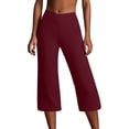 thumbnail image 2 of Capri Pants for Women 2025 High Waisted Wide Straight Leg Casual Loose Yoga Capris with Pockets Womens Cropped Pants, 2 of 6