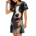 thumbnail image 2 of Bingfone Playful Smile Cute Dog Nightgowns for Women Sleep Shirts Short Sleeve Nightshirt Pullover Nightdress Soft Sleepwear, 2 of 6