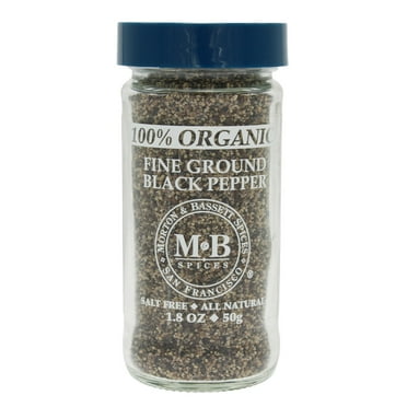Morton & Bassett 100% Organic Fine Ground Black Pepper, 1.8oz – Single Herb