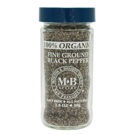 Morton & Bassett 100% Organic Fine Ground Black Pepper, 1.8oz – Single Herb
