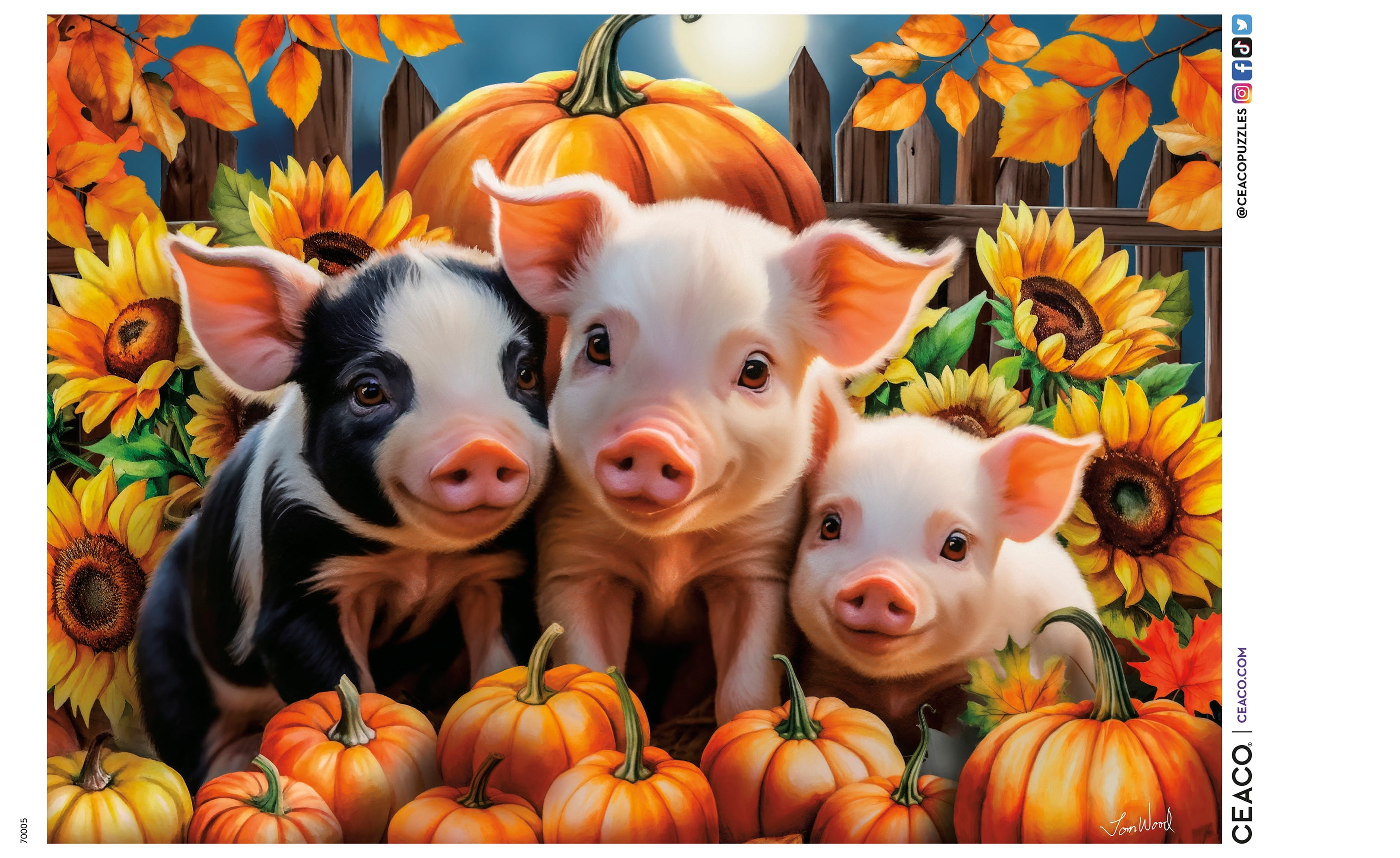 Ceaco Pumpkin Piglets 500-Piece Interlocking Jigsaw Puzzle for Adults Ages 14+