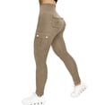 thumbnail image 3 of VBVC Women's High Waist Denim Look Yoga Leggings,Tummy Control Butt Lifting Workout Trousers For Women,Ladies Slim Stretchy Cargo Pants with Pockets,Khaki,S-2XL, 3 of 10