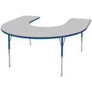 ECR4Kids 60in x 66in Horseshoe Everyday T-Mold Adjustable Activity Table Grey/Blue - Toddler Swivel
