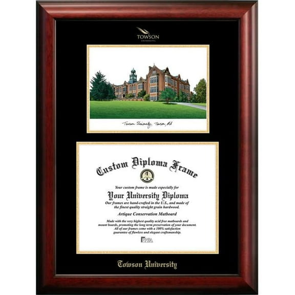 Campus Images MD999LGED-1411 11 x 14 in. Towson University Gold Embossed Diploma Satin Mahogany Frame with Lithograph