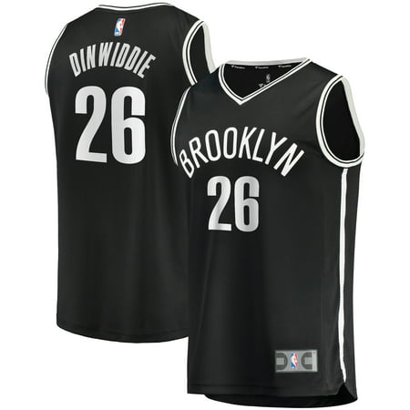 Men's Fanatics Branded Spencer Dinwiddie Black Brooklyn Nets Fast Break Road Player Jersey