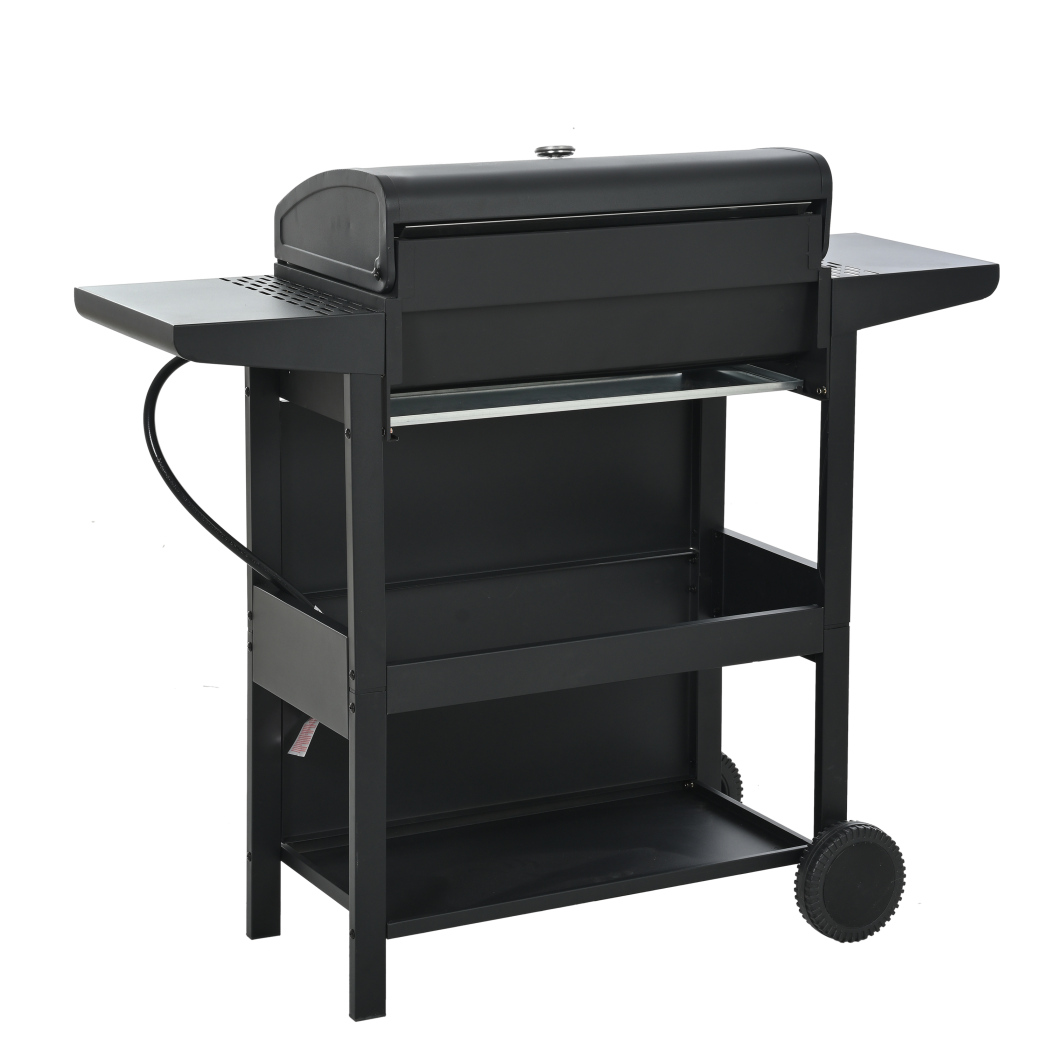 Outdoor Gas Grill, Heavy Duty BBQ Grill with Side Shelf & Bottle Opener, Portable Small Propane Grill on Wheels for Patio, Backyard, Tailgating, Camping, Black