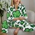thumbnail image 6 of Pofeuu Leopard print St. Patrick's Day Print Womens Pajamas Set Long Sleeve Sleepwear Button Down Nightwear Soft Pj Lounge Sets Button Down Pajamas Women-XX-Large, 6 of 7