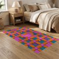thumbnail image 2 of ODIKA 5'x7' Washable Area Rug Contemporary Pink Grid Layout Interrupted Geometric Motif for Guest Room, Lounge, Apartment, Non-Slip Low Profile, Stain Resistant, 2 of 7