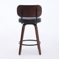 thumbnail image 6 of Hassch Mid-Century Swivel Counter Bar Stools Set of 2, Black Faux Leather Upholstered Seat with Walnut Curved Back & Bentwood Legs & Metal Footrest for Kitchen Island, Dining Room, 6 of 10