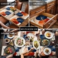 thumbnail image 3 of Navy Blue Burnt Orange Placemats for Dinning Table Set of 4, Geometric Modern Boho Art Burlap Kitchen Place Mats Waterproof Cloth Table Mats, Indoor Outdoor Placemats Easy Clean Dinner Decor, 3 of 8