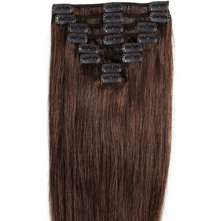 FLORATA 10"-22" Straight Single Light Weft 8pcs Full Head Set Clip In Human Hair Extension