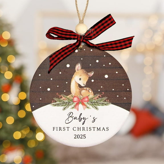 Baby's First Christmas Ornament 2025 - Acrylic Keepsake Holiday Decoration, Personalized Name & Year