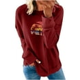 thumbnail image 2 of 50% de Réduction Sweat Oversize pour Femme Mode 2023 Femmes Casual Imprimé Col Rond Chemisier à Manches Longues Pull-Over Tops, 2 of 6