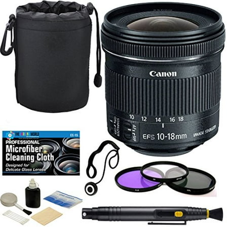 Canon EF-S 10-18mm f/4.5-5.6 IS STM Lens + Pouch + Filter Kit + Accessories