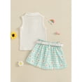 thumbnail image 6 of 2Pcs Baby Toddler Girl Summer Outfits 12 18 24 Months 2T 3T 4T 5T Sleeveless Collared Tank Tops + Pleated Skirt Set Clothes, 6 of 9