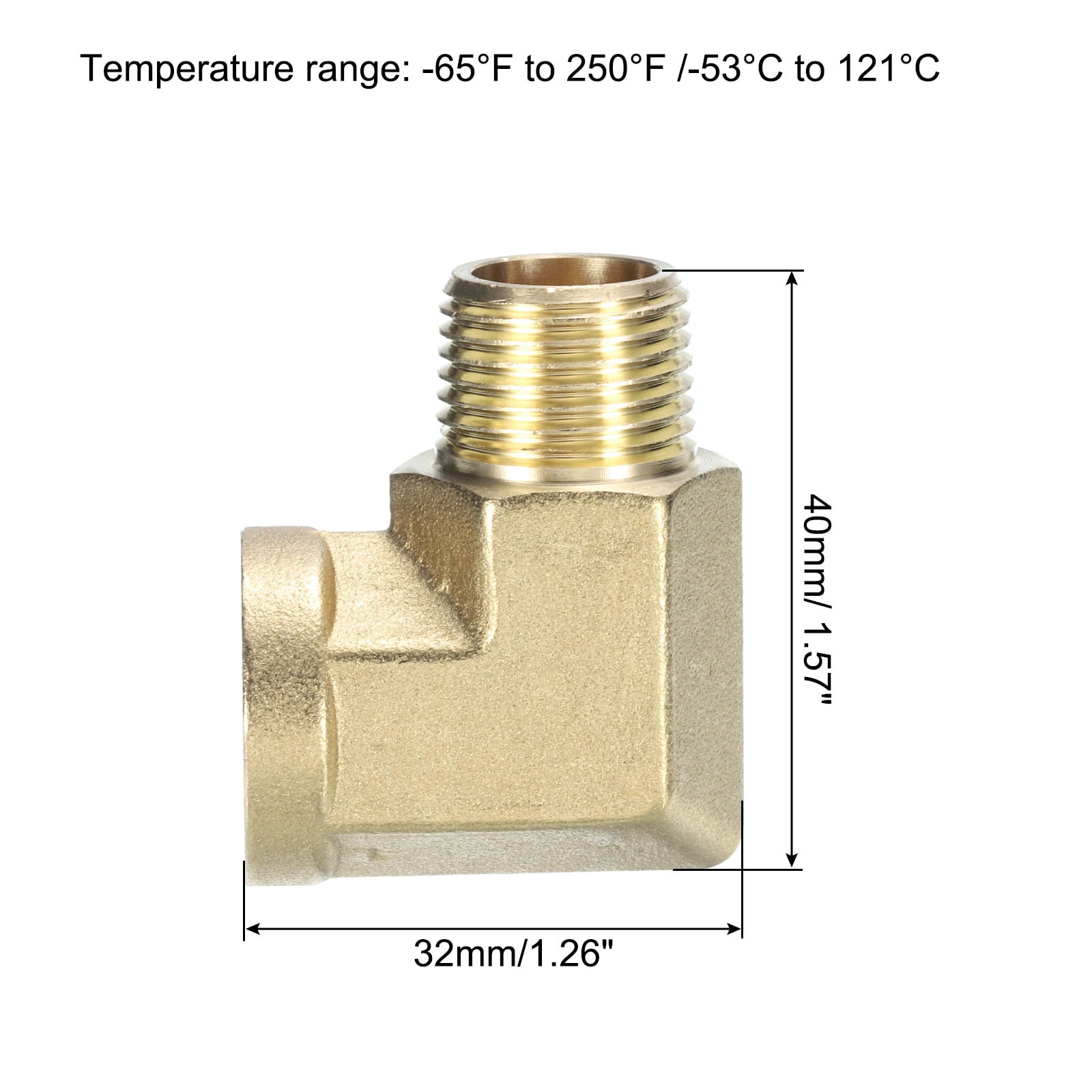 Unique Bargains Brass Pipe Fitting 3/8 Inch NPT Male x 3/8 Inch NPT Female 90 Degree Elbow