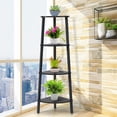 thumbnail image 3 of Giantex 4-Tier Industrial Corner Shelf, Ladder Bookcase w/Adjustable Leveling Feet, Display Rack for Home, Grey, 3 of 8