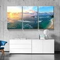thumbnail image 4 of 3 Panels Beach Pictures Wall Art Blue Sea White Beach at Sunrise Pictures Print on Canvas Beach Wall Decor Beach Paintings for Home Decor Stretched and d Easy to Hang - 16"x24"x3 Panels, 4 of 7