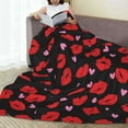 thumbnail image 6 of Fuzoiu lips and hearts Print Ultra-Soft Micro Fleece Blanket,All Seasons Flannel Throw, Lightweight Blanket for Bed, Sofa, Couch, Movie Night, Camping, and Travel-40"x30", 6 of 7