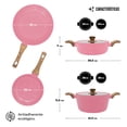 thumbnail image 2 of Batería De Cocina Lovecook con Revestimiento De Mármol Rosa 6 Piezas, 2 of 6