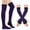 Deep purple, black-#q001, variant on Women's Striped Over Knee High Socks Rainbow Thigh High Socks with Arm Warmer Fingerless Gloves Goth Y2K Style Set