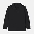 thumbnail image 5 of NIEWTR Boys Baggy Fit Long Sleeve Polo Shirt Lightweight Oversized for Jogging Streetwear and Comfortable Casual Style（A01-Black,8-9 Years), 5 of 5