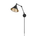 thumbnail image 3 of Millennium Lighting  Edward 1 Light Swing Arm Sconce Matte Black/Vintage Brass, 3 of 5